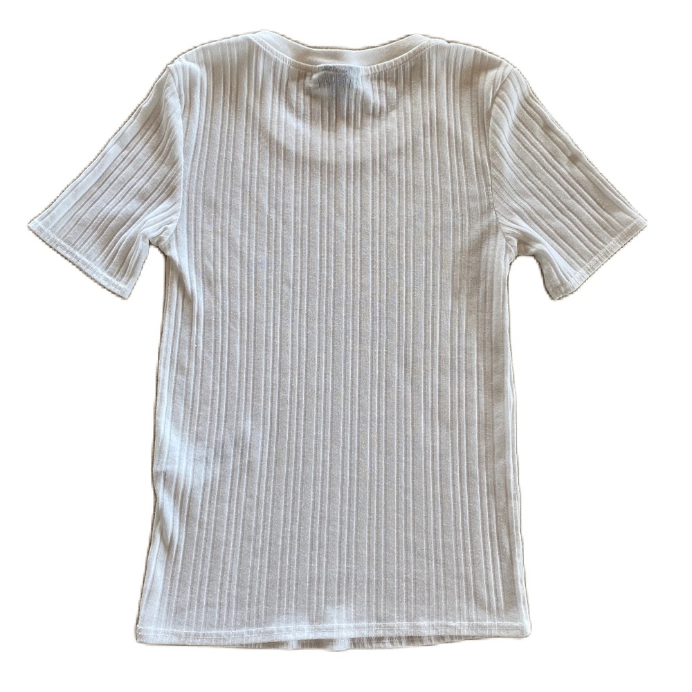Topshop Alexa tee short sleeve ribbed white size 2 - Picture 2 of 11